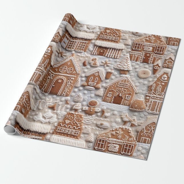 Papel De Presente Pão de Gingerpão bonito Natal (Desenrolado)