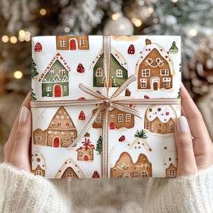 Papel De Presente Pão de Natal Casas de Invasão Papel