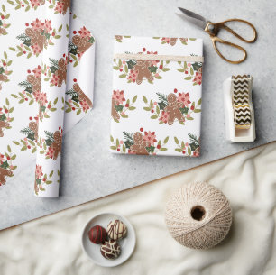 Papel De Presente Pão de Natal Cookie Padrão Festivo