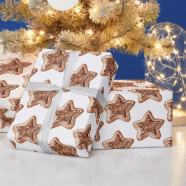 Papel De Presente Pão-De-Pão Estrelas Natal