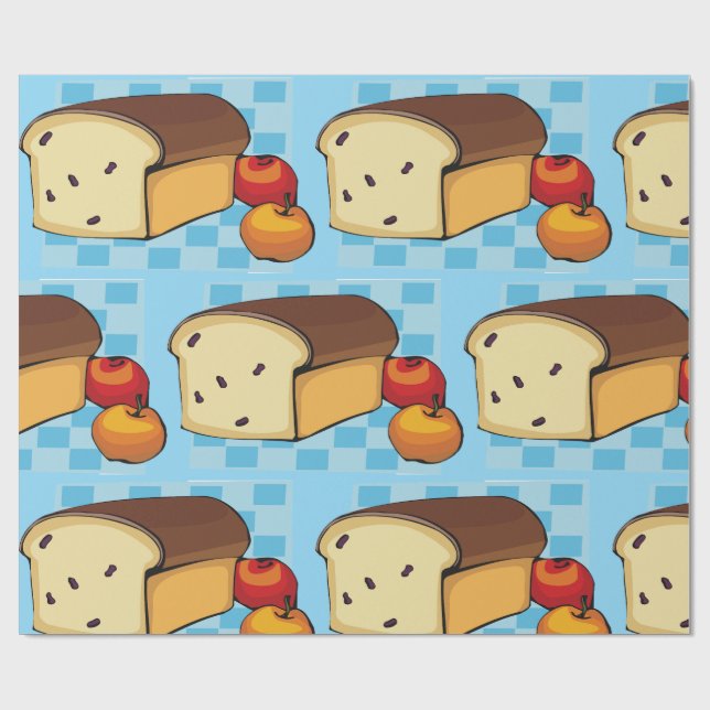 Papel De Presente Pão de Passas e Maçãs Vermelhas (Aberto)