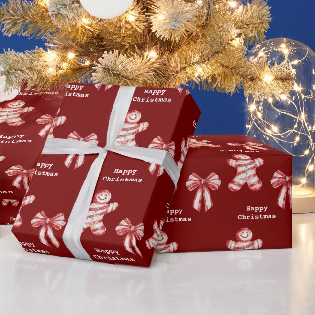 Papel De Presente Pão de Pimenta Vermelho-Branco-Natal Cookie (Feriados)