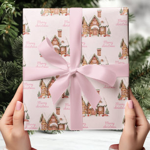 Papel De Presente Pão-de-rosa Casa Feliz Natal