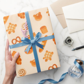 Papel De Presente Pão de Variedade da Padaria Fluffy Estilo Japonês 