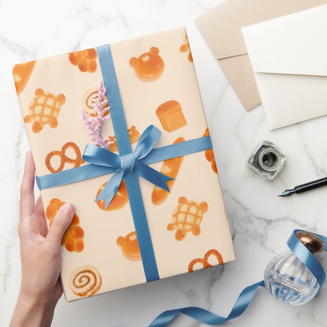 Papel De Presente Pão de Variedade da Padaria Fluffy Estilo Japonês  (Presentear)