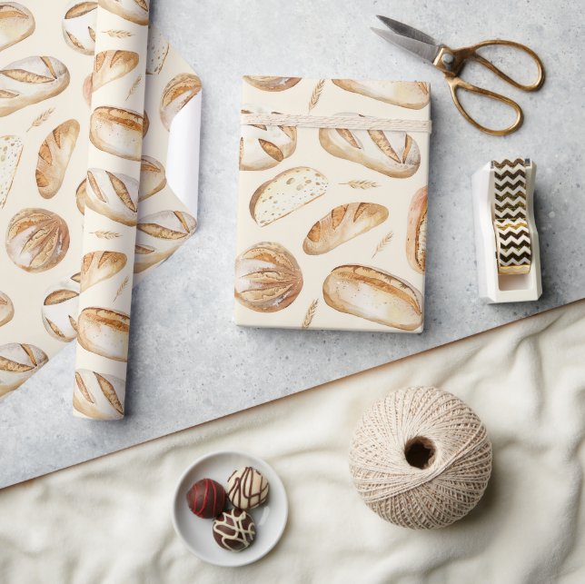 Papel De Presente Pão Marrom Bege Creme Comida  (Artesanato)
