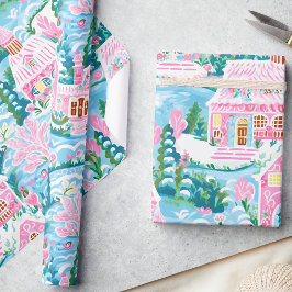 Papel De Presente Pão rosa cor-de-rosa e pastel de inverno encantado