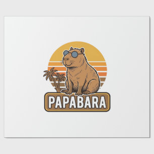 Papel De Presente PAPABARA Design de Vetor de Papai Capivara Retro_1