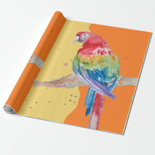 Papel De Presente Papagaio Azul Amarelo Boys Watercolor Art Parrots 