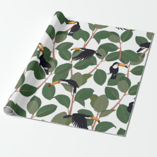 Papel De Presente Papagaio-do-tucano com folhas de palma de ficos