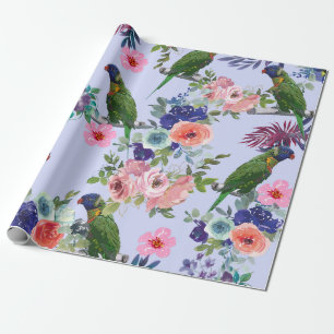 Papel De Presente Papagaio Entre os Blooms