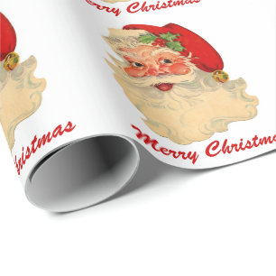 Papel De Presente Papai Noel alegre clássico enfrenta o Natal feito