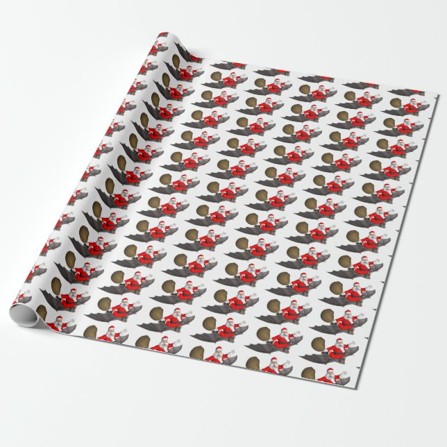 Papel De Presente Papai Noel Andando Um Bat (Desenrolado)