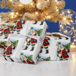 Papel De Presente Papai Noel Antigo Desfile de Natal Brinquedos Balõ