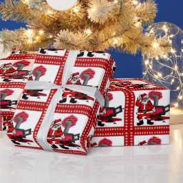 Papel de Presente Papai Noel Antigo e Fogão a Carv