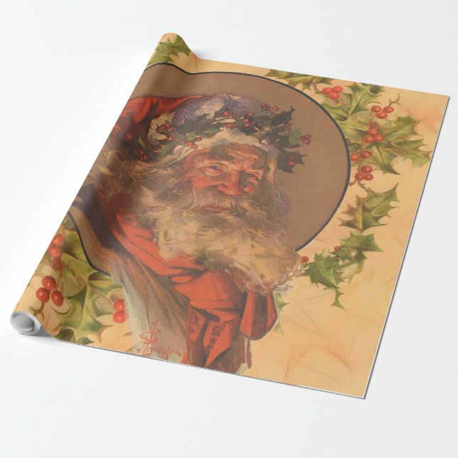 Papel De Presente Papai Noel Antigo Vitoriano Leyendecker (Desenrolado)