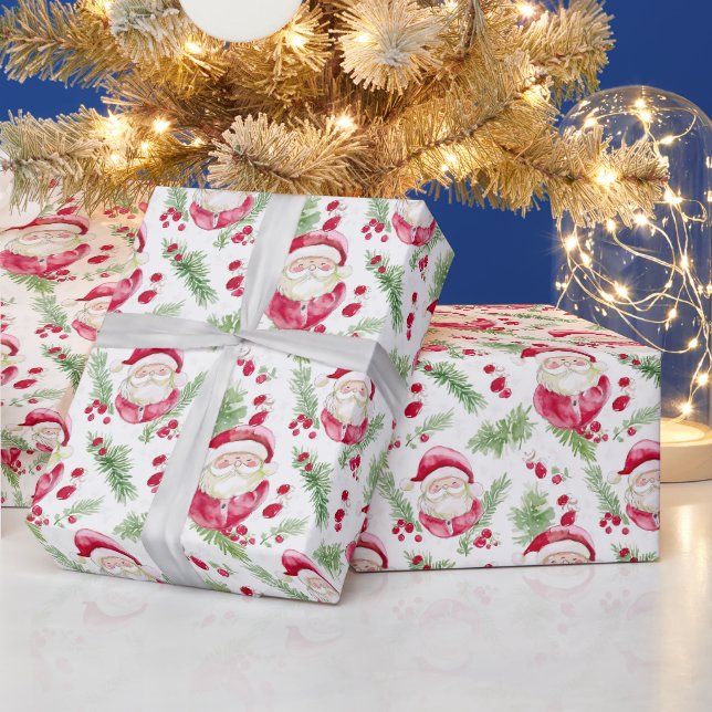 Papel De Presente Papai Noel aquarela clima alegre (Feriados)