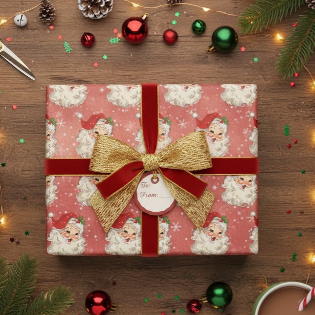 Papel De Presente Papai Noel Aquarela Vintage Retrô   (Criador carregado)