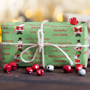 Papel De Presente Papai Noel Bonito Personalizado Feliz Natal Da Par
