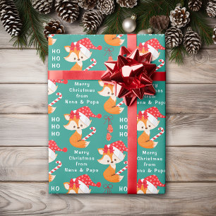 Papel De Presente Papai Noel Bonito Raposa Personalizado Natal
