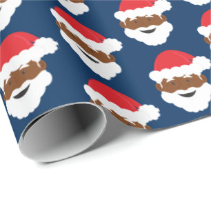 Papel De Presente Papai Noel Brown Skin Blue Christmas