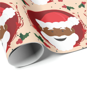 Papel De Presente Papai Noel Brown Skin Tan Red Christmas