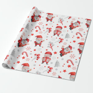 Papel De Presente Papai Noel caprichoso, Bengalas de Natal, Árvores,
