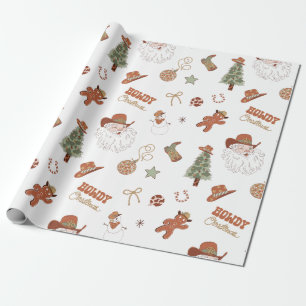 Papel De Presente Papai Noel Caubói Natal Western Howdy
