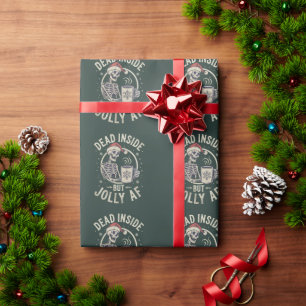 Papel De Presente Papai Noel Caveira Morto por Dentro Natal Vintage 