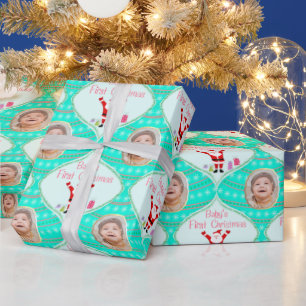 Papel De Presente Papai Noel Celebra a Foto do Primeiro Natal do Beb