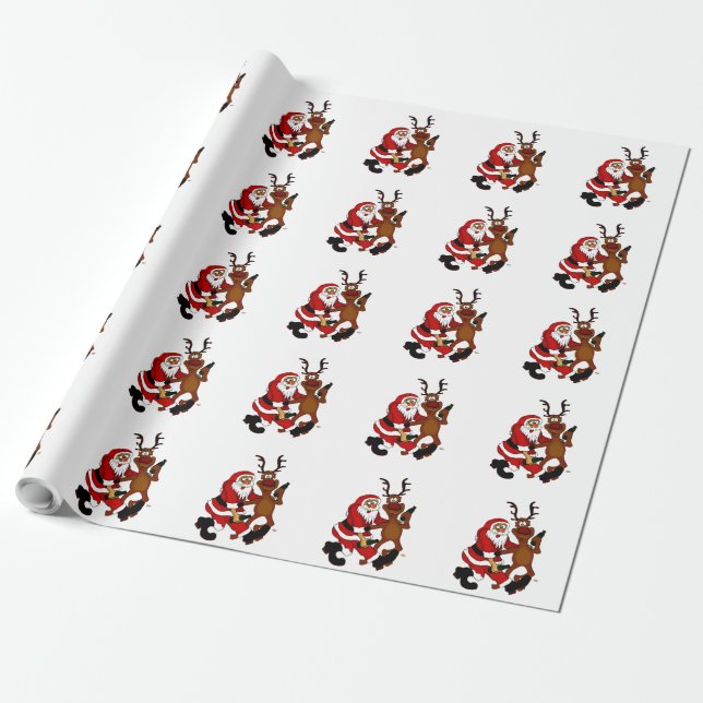 Papel De Presente Papai Noel com alce (Desenrolado)