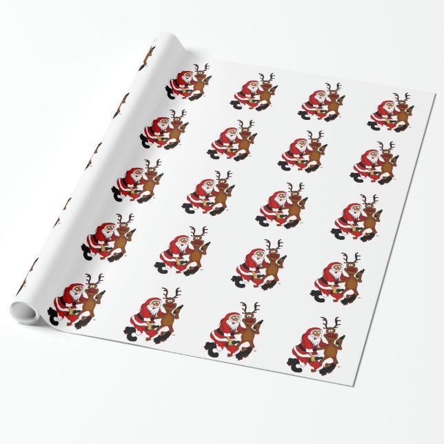 Papel De Presente Papai Noel com alce (Desenrolado)