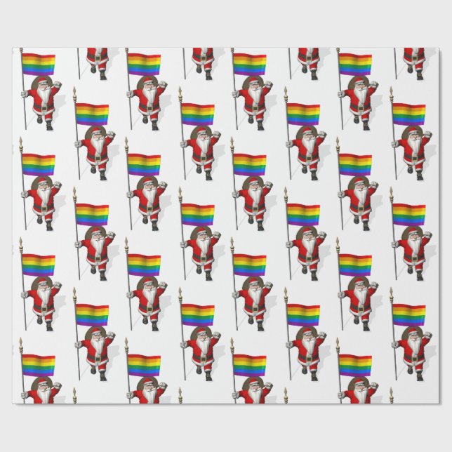 Papel De Presente Papai Noel com Bandeira Arco-Íris (Aberto)