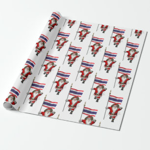 Papel De Presente Papai Noel Com Bandeira Da Tailândia