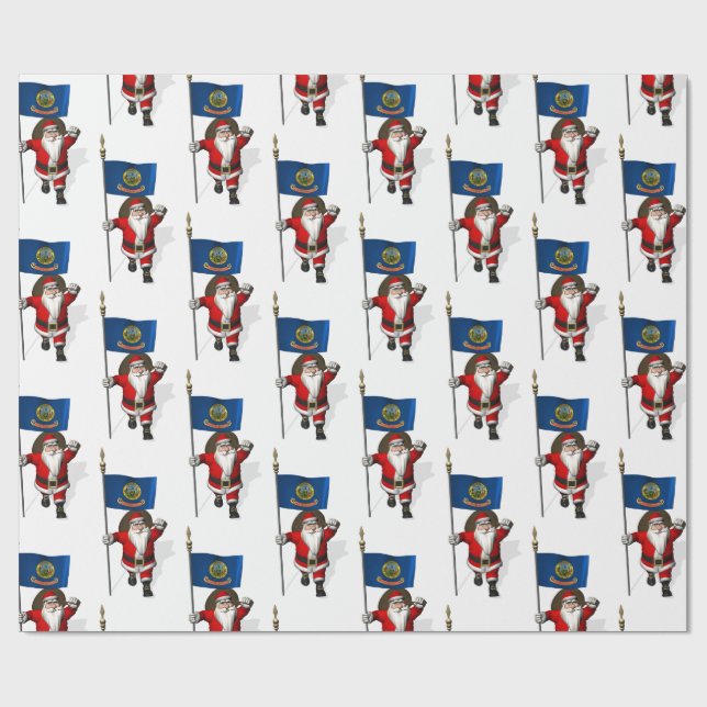 Papel De Presente Papai Noel Com Bandeira De Idaho (Aberto)