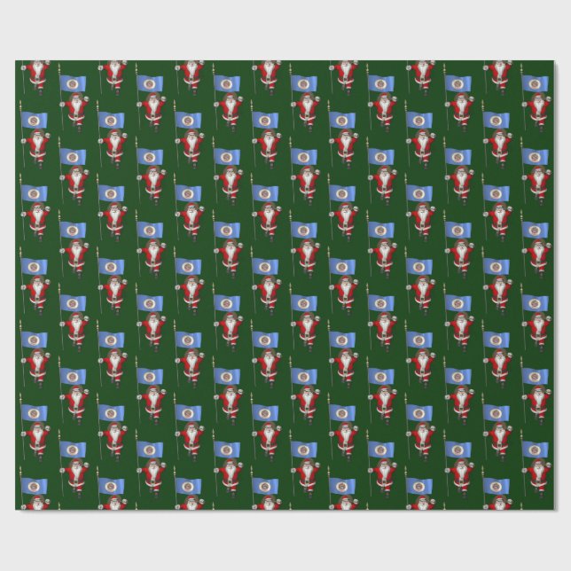 Papel De Presente Papai Noel Com Bandeira De Minnesota (Aberto)
