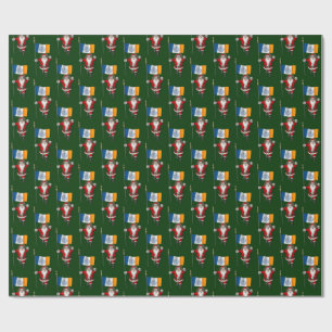 Papel De Presente Papai Noel Com Bandeira De Nova Iorque