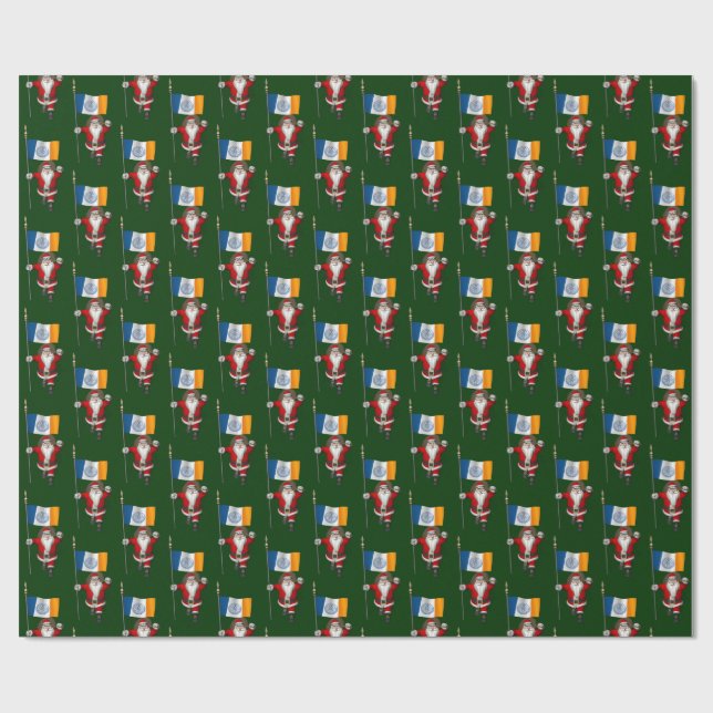 Papel De Presente Papai Noel Com Bandeira De Nova Iorque (Aberto)