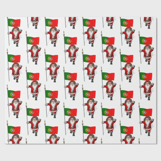 Papel De Presente Papai Noel com Bandeira de Portugal (Aberto)