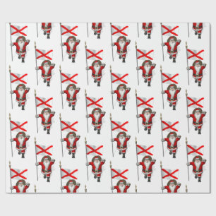 Papel De Presente Papai Noel Com Bandeira Do Alabama