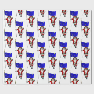 Papel De Presente Papai Noel Com Bandeira Do Alasca