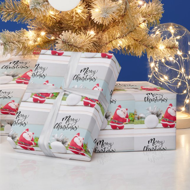 Papel De Presente Papai Noel com bola de golfe no Natal (Feriados)