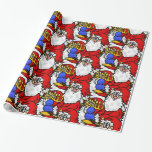Papel De Presente Papai Noel com o embuste de Natal da Menorah<br><div class="desc">Aqui está um presente divertido de Chrismukkah que mostra Papais noeis segurando uma menorah por toda parte.  Estou vendendo isso em "brilhante" mas você pode mudar para um acabamento mate se preferir.  Desenhado por Sheila Cicchi,  Brownielocks.com. Todos os Direitos Reservados.</div>