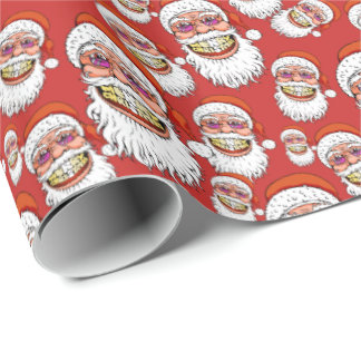 Papel De Presente Papai Noel com sorriso do Feliz Natal