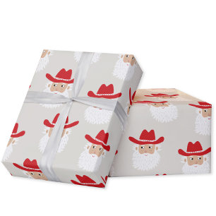 Papel De Presente Papai Noel Cowboy Natal