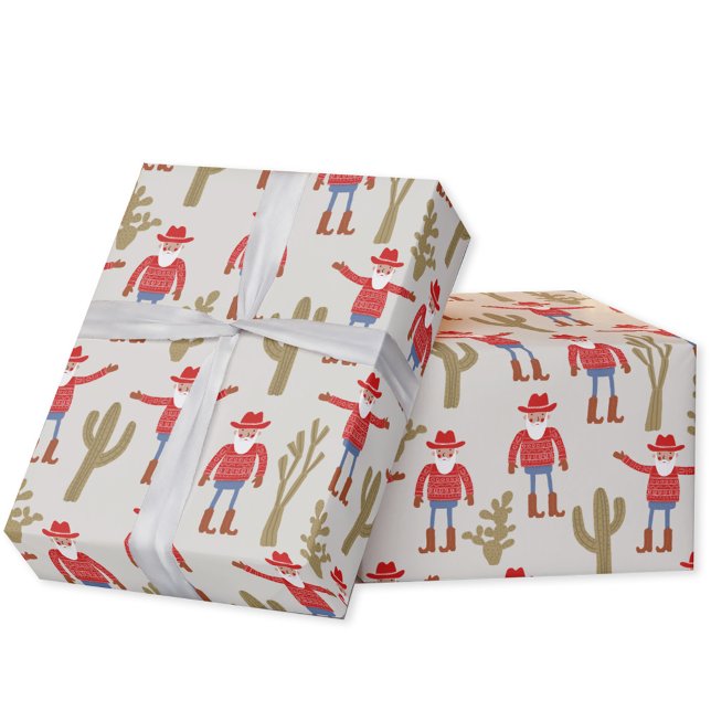 Papel De Presente Papai Noel Cowboy Natal (Fun Cowboy Santa Claus Western Christmas Holiday gift wrapping paper roll)