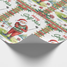Papel De Presente Papai Noel de Golfe em Suéter Feio Jogando Golfe F