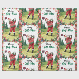 Papel De Presente Papai Noel de Golfe em Suéter Feio Jogando Golfe F