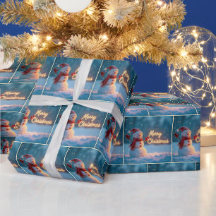Papel De Presente Papai Noel de Natal com Letreiro Neon