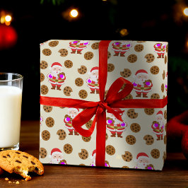Papel De Presente Papai Noel de Natal e Biscoito
